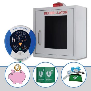 Heartsine 350P Defibrillator with White Indoor cabinet 