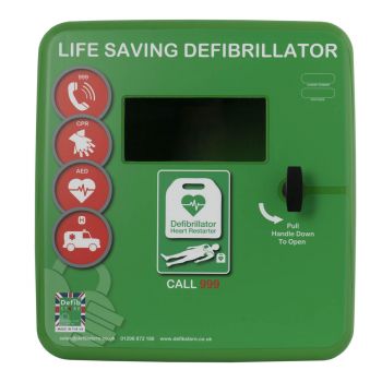 Defibstore 4000 Green Polycarbonate Defibrillator Cabinet Unlocked with Heater and LED Light