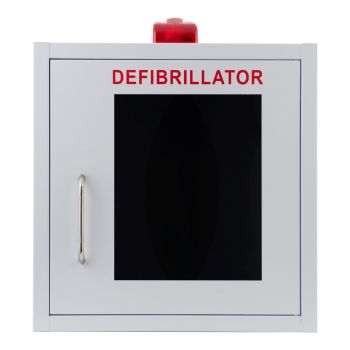 Indoor White Defibrillator Cabinet with Strobe Light & Alarm  - Unlocked