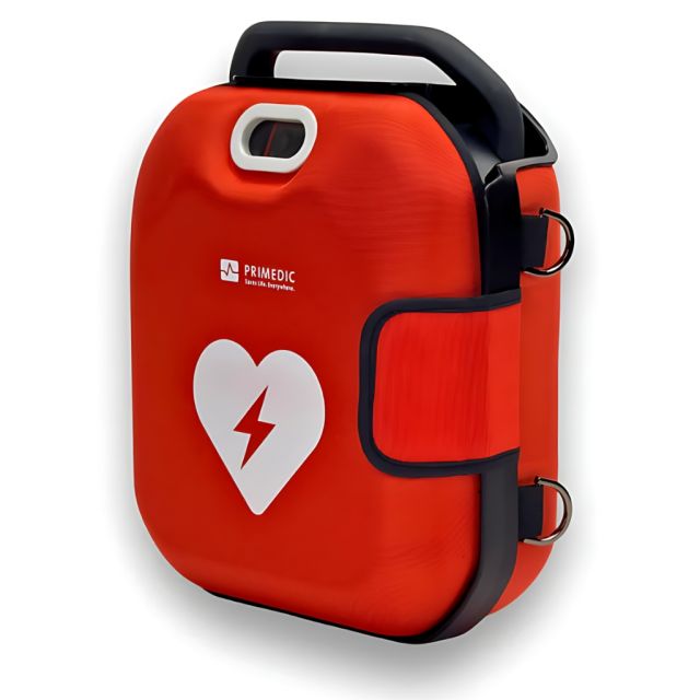 Primedic HeartSave Y & YA defibrillator carry case, durable red protective bag for AED transport