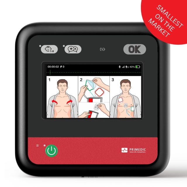 The Primedic HeartSve myPAD Connect AED is a personal automated defibrillator that has a 4"3 LCD display screen that can give you visual and audio instructions. The device also comes with cellular connectivity, thus providing remote monitoring