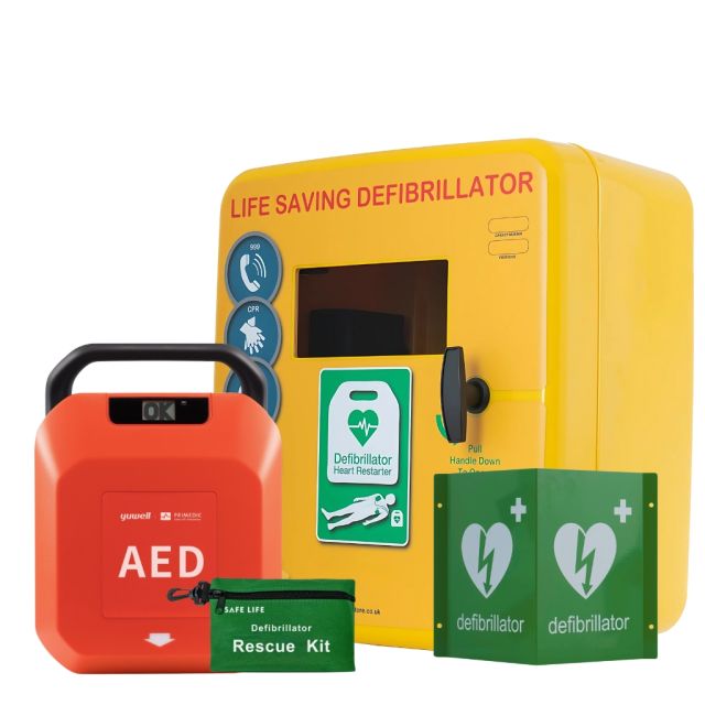Primedic Fully Automatic AED & Unlocked Outdoor Cabinet Package