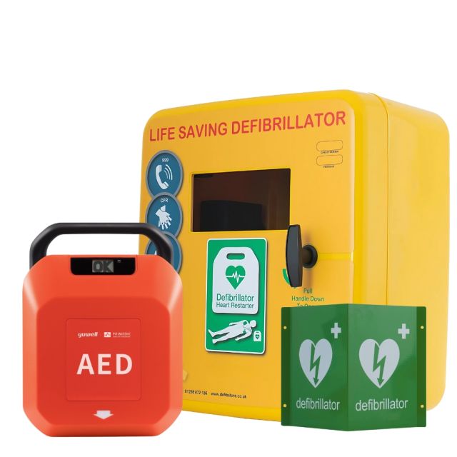 Primedic Fully Automatic AED & Unlocked Outdoor Cabinet Package
