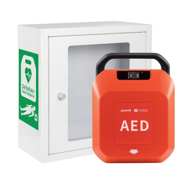 Primedic Semi-Automatic AED with Indoor Alarmed Cabinet 