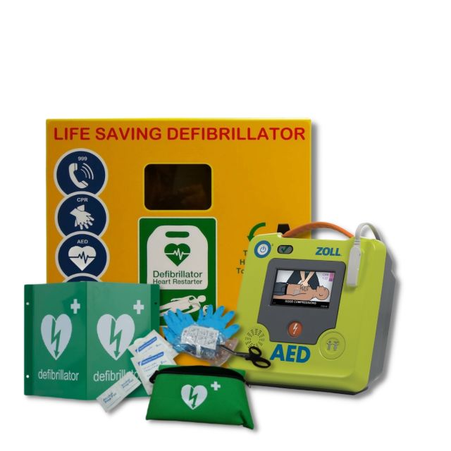 ZOLL AED 3 Semi-Automatic Defibrillator & Defib Store Stainless Steel Outdoor Cabinet - Yellow Unlocked