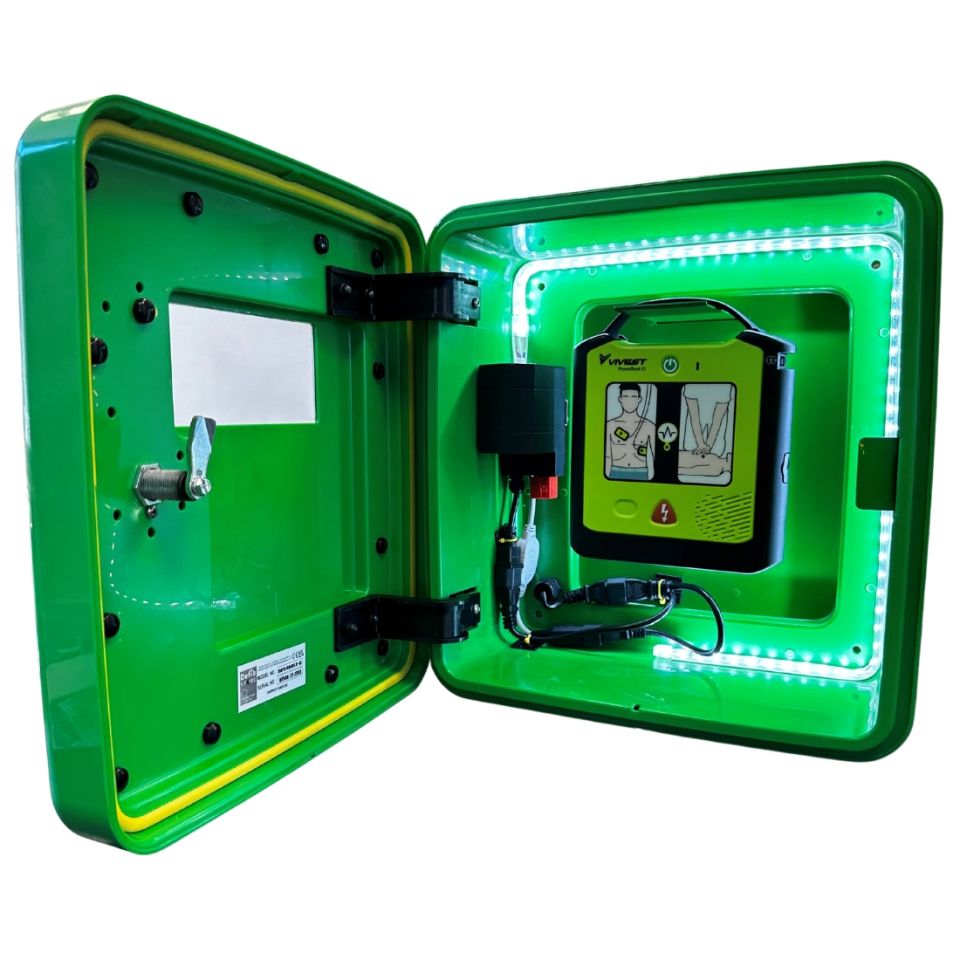 Defib Store 4000PL Defibrillator Cabinet Permanent Light Green Unlocked