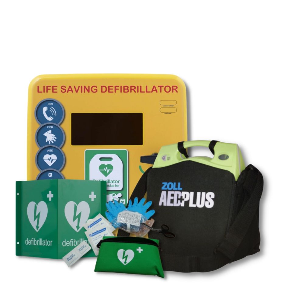 ViVest Power Beat X1 Defibrillator and Locked Outdoor Green Defib Store